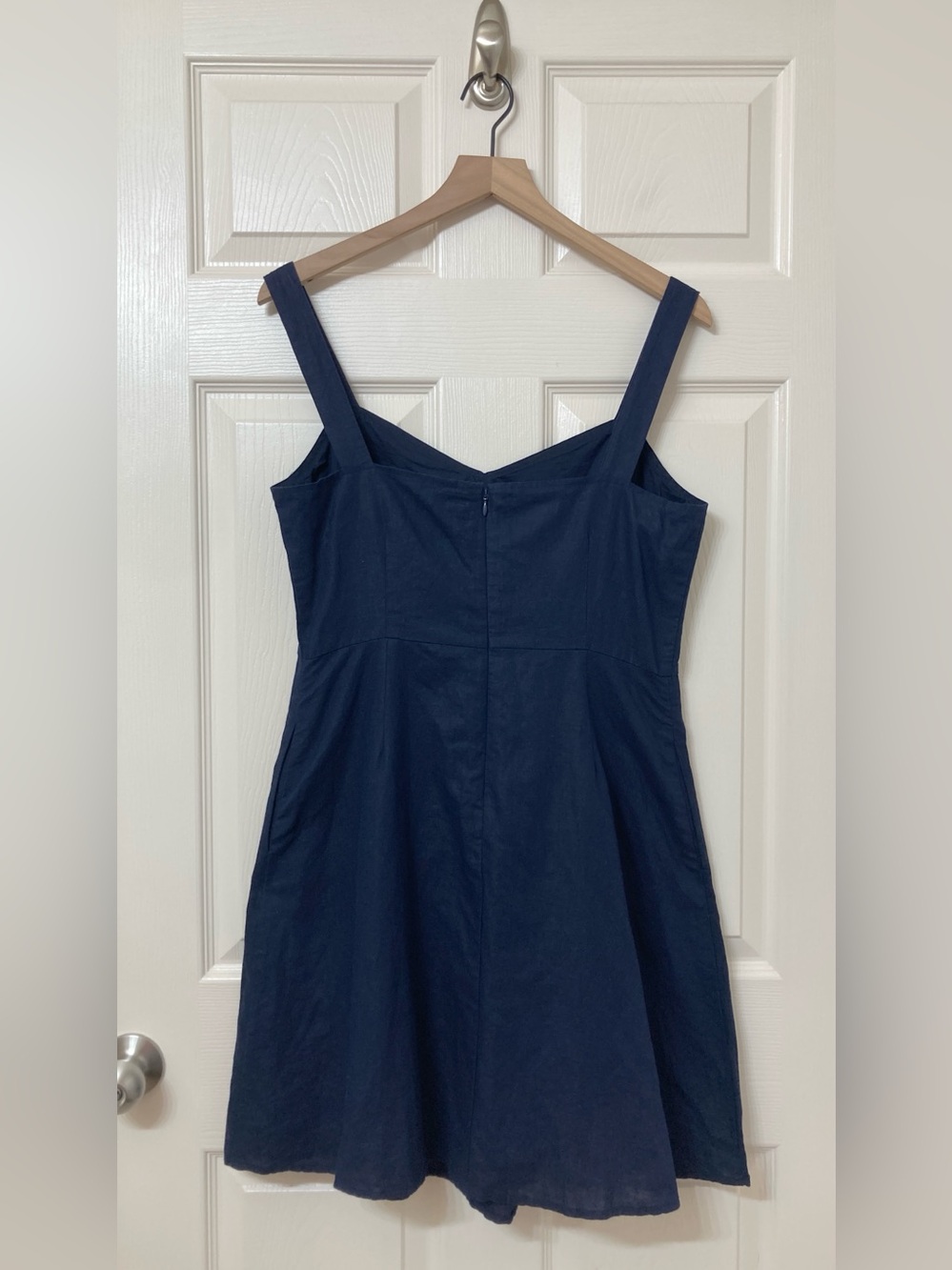 GAP Navy Blue Sleeveless Linen Fit & Flare Cami Dress 10 Coastal Beach Resort - Picture 5 of 7